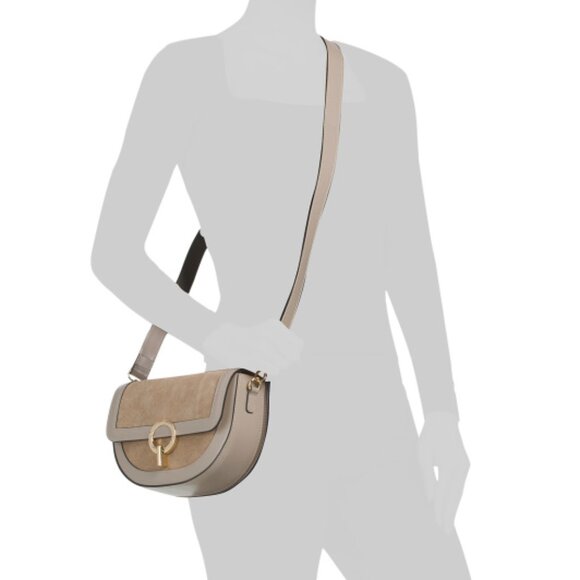 CHEVAL Made In Italy Suede And Leather Saddle Ring Hardware Crossbody - Picture 4 of 4